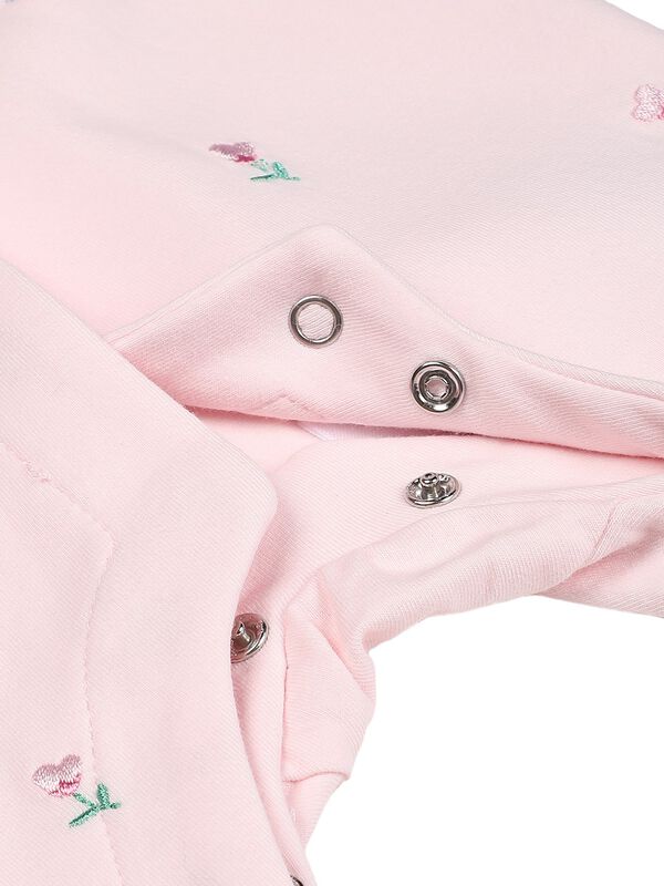 Girls Light Pink Front Opening Babysuit image number 3